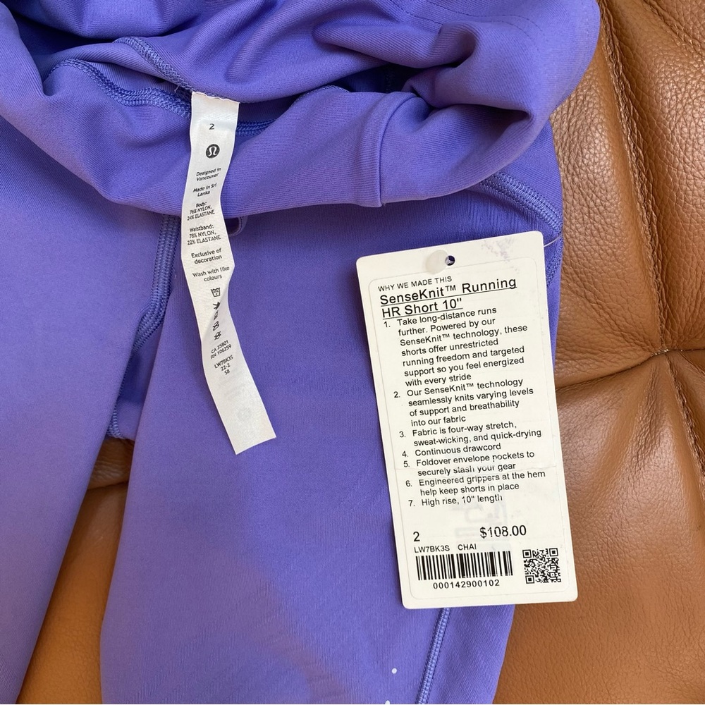 NWT Lululemon - Purple - Size 2 - SenseKnit Running HR Shorts